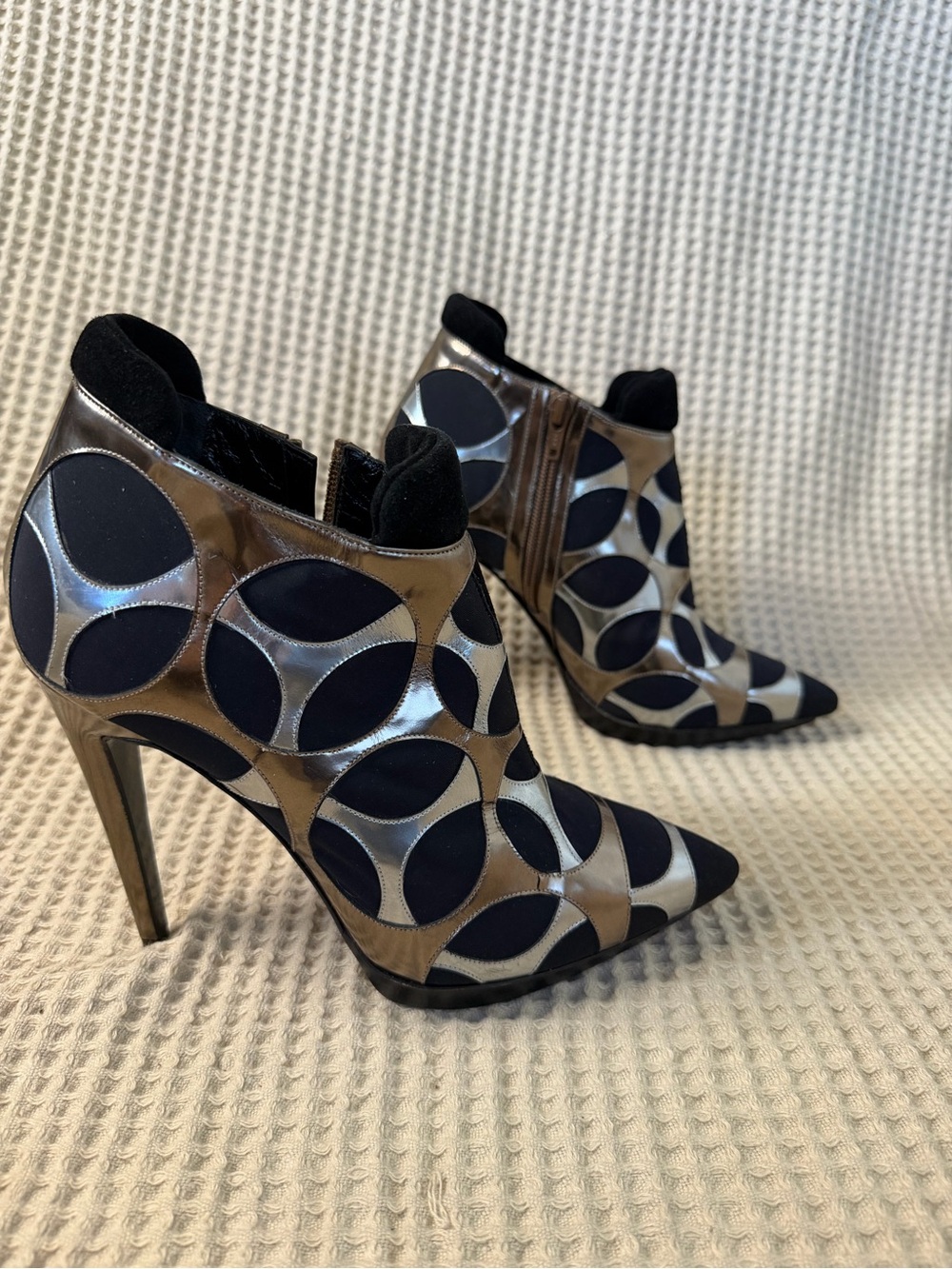 Pierre Hardy Metallic Geometric Pointed Toe Platform Ankle Boots EU 39 US 8.5–9